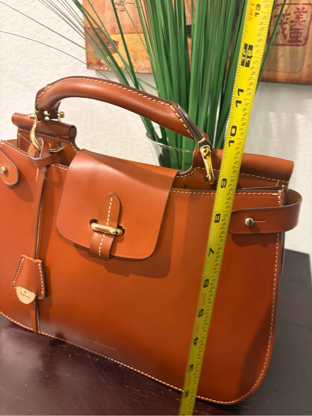 Dooney & Bourke Saddle Brown Leather Top-Handle Satchel - Picture 7 of 7